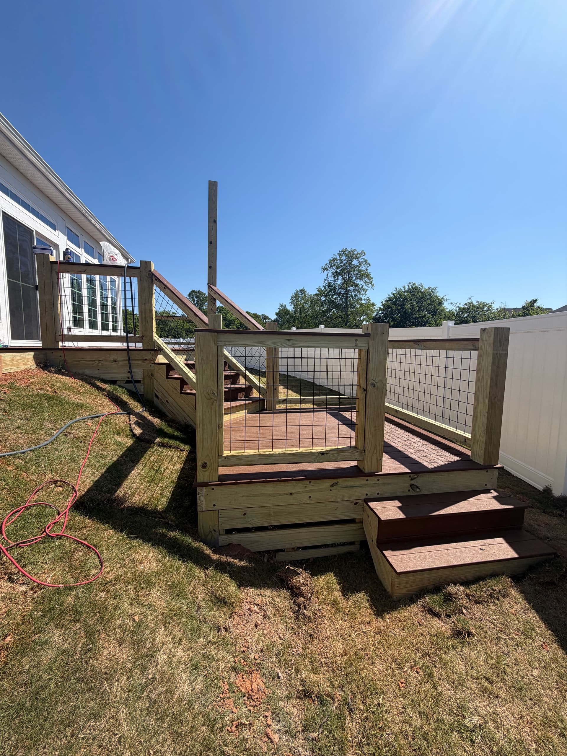 Gallery photos for Multi-Level Deck Build Turns Steep Easley SC Backyard Into Two Hangout Zones: Image #1