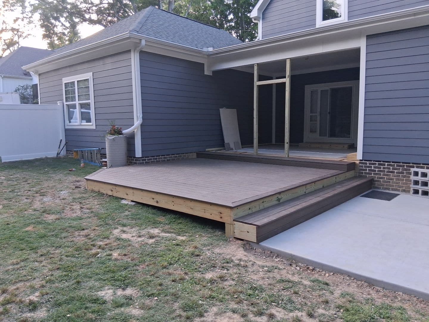 Gallery photos for 16x16 Trex Deck Build With Concrete Patio in Simpsonville: Image #2